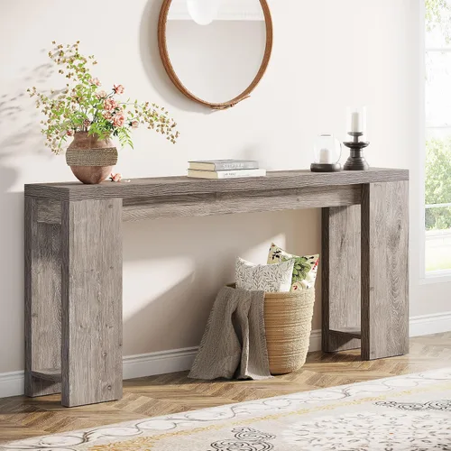 Miniatura 10 de Tribesigns Mesa Consola Extra Larga de 70.9 Pulgadas, Mesa de Sofá de Madera Estilo Granja Detrás del Sofá, Mesa de Acento Estrecha para Entrada