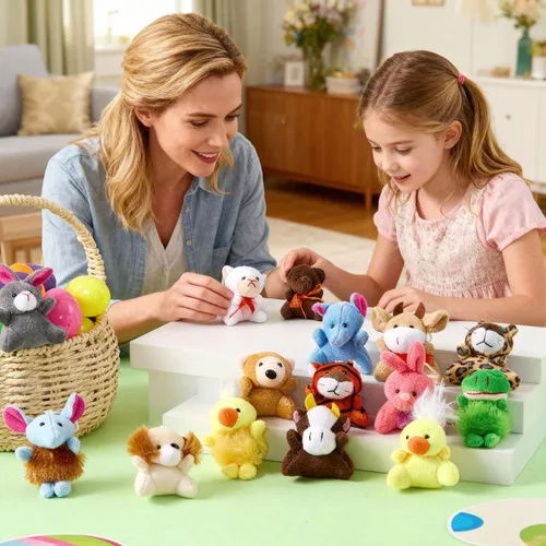 Miniatura 6 de Joyin - Juego de 24 mini juguetes de peluche de animales pequeños surtidos (24 unidades de 3 pulgadas cada una), llaveros de animales para decorar