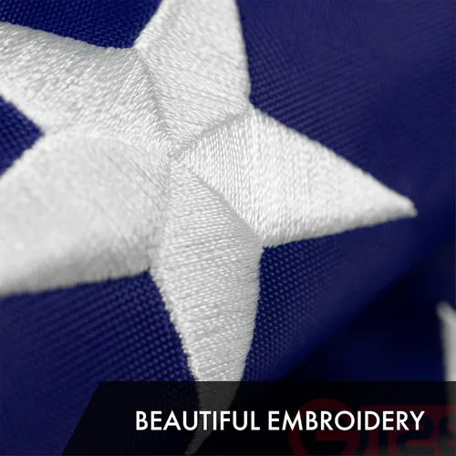 Miniatura 3 de G128 Bandera de Estados Unidos 3 x 5 pies Serie ToughWeave bordado de poliéster 210D Bandera de país, estrellas bordadas, rayas cosidas