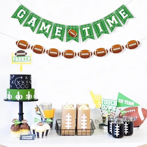 Miniatura 5 de VILIFEVER 2 piezas de guirnalda de fútbol para decoración de fiestas de fútbol, día de juego, suministros de fiesta deportiva, pancarta temática