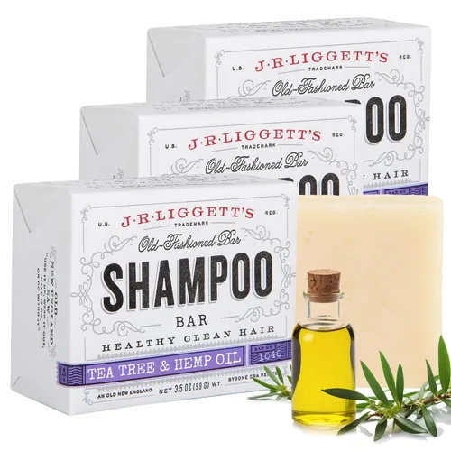 J·R·LIGGETT'S Barra de champú – Fórmula de árbol de té, barra de champú sólida totalmente natural para cabello con aceite de coco y aceite de