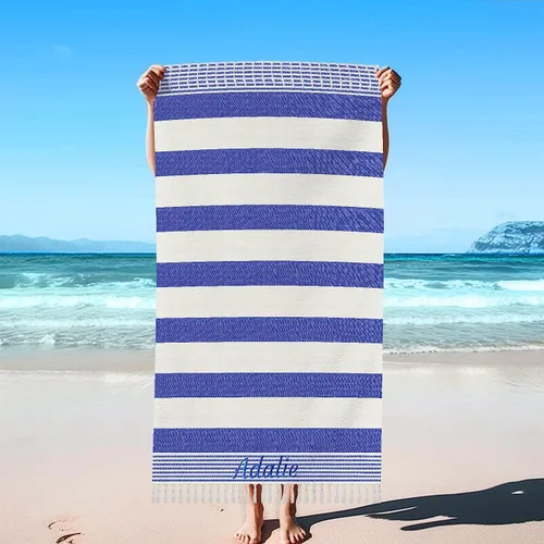 Miniatura 2 de Toalla de playa turca personalizada con nombre bordado, inicial, ultrafina y sin arena, para vacaciones de verano, regalo de cumpleaños de boda