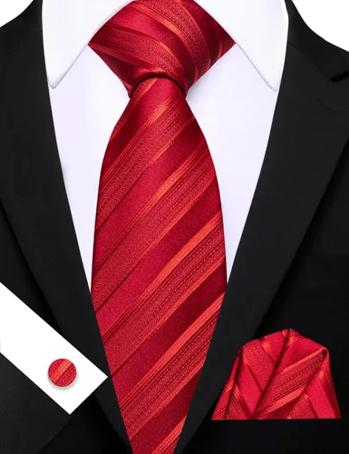 Miniatura 371 de Barry.Wang Juego de corbatas para hombre, corbata de seda a rayas, tejido a cuadros, gemelos formales, negocios, boda