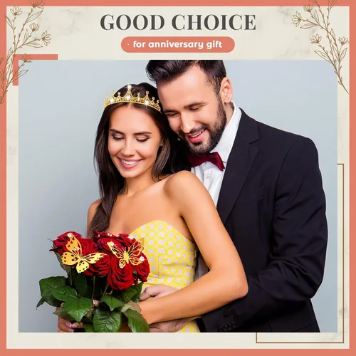 Miniatura 6 de 113 accesorios para ramo de flores, incluyen diadema de 5.5 x 2 pulgadas, corona elegante de princesa para mujer, alfileres de ramo y mariposas 3D