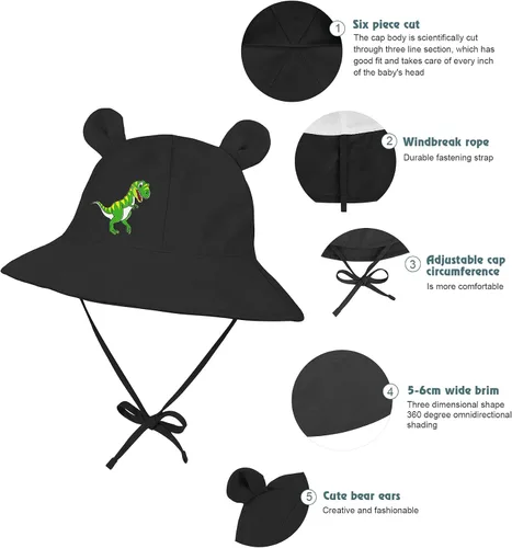 Miniatura 3 de Zando Sombreros de playa de ala ancha para bebés y niñas, protección solar, sombrero de verano