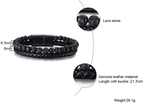 Miniatura 2 de VNOX Pulsera vikingo para hombre, de cuero genuino, trenzada, estilo vintage, martillo de Thor, pulseras de Wirstband, joyería vikinga para hombres