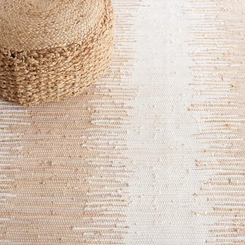 Miniatura 6 de SAFAVIEH Colección Montauk - Alfombra decorativa, 2 pies 3 pulgadas x 5 pies, color beige con flecos de algodón hecho a mano, ideal para zonas