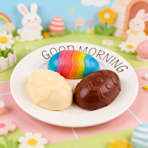 Miniatura 5 de Moldes de silicona para huevos de Pascua, paquete de 4 moldes para hornear en forma de huevo, 24 cavidades, molde de silicona para gelatina