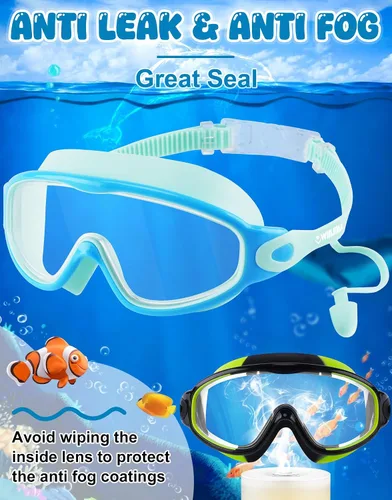 Miniatura 7 de WIN.MAX Paquete de 2 gafas de natación antiniebla, anti rayos UV, visión transparente para hombres, mujeres, niños y niñas, gafas de natación
