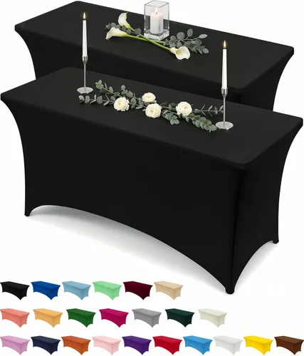 Miniatura 27 de Utopia Kitchen Mantel rectangular de spándex de 4 pies [1 unidad, negro] 200 GSM elástico, ajustado, lavable y resistente a las arrugas, cubierta