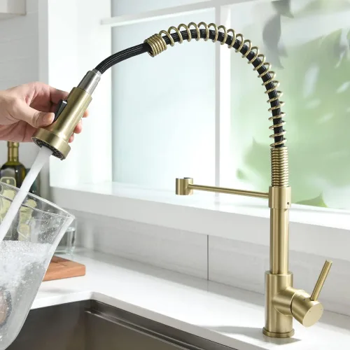 Miniatura 2 de Grifo de cocina, grifos de cocina con rociador desplegable Sus304 de acero inoxidable industrial de una sola manija, grifo de un orificio para casa