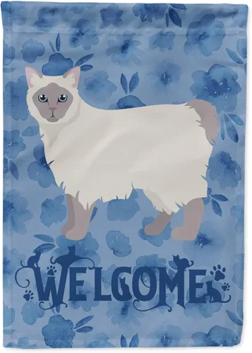 Miniatura 243 de Caroline's Treasures CK4813CHF - Bandera de bienvenida con gato abisinio azul, manga grande, para porche, para colgar en la pared, poliéster