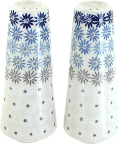 Miniatura 14 de Blue Rose Polish Pottery - Salero y pimentero pequeños con puntos azules - 15 cm de alto - Juego de condimentos de cerámica pintado a mano