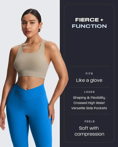 Miniatura 112 de Aoxjox Trinity - Pantalones de yoga de cintura alta con bolsillos para mujer, control de abdomen, cintura cruzada, leggings de entrenamiento suaves