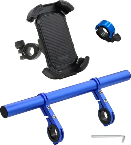 Miniatura 8 de Extensor de manillar de bicicleta con soporte para teléfono, barra de extensión de aluminio de 11.9", se ajusta a barras de 18–34mm, soporte