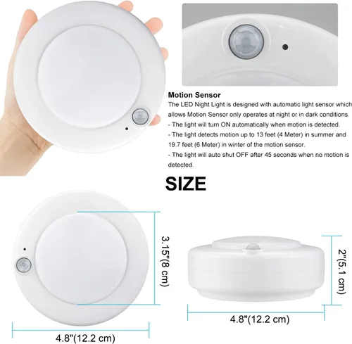 Miniatura 6 de Luz con sensor de movimiento, luz de techo alimentada por batería, luz superior para interiores, sensor de movimiento inalámbrico, iluminación LED