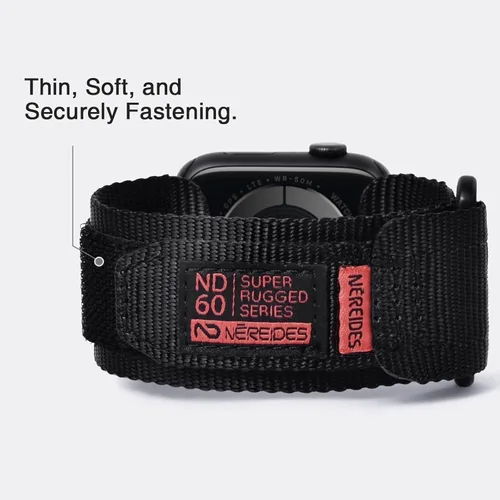 Miniatura 8 de Nereides Compatible con Correa de Apple Watch Ultra 3/2/1, Correa Deportiva de Nylon con Diseño Tejido para 49 mm (L, Negro)