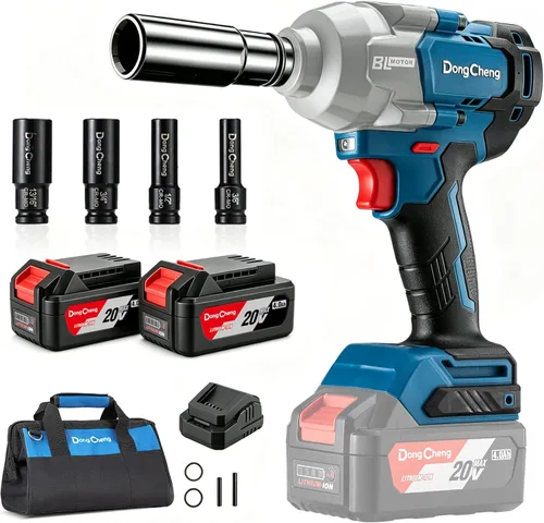 Dong Cheng - Llave de impacto inalámbrica de 20 V sin escobillas, torsión alta de 515 pies-libras, pistola de impacto inalámbrica de 1/2 pulgada con