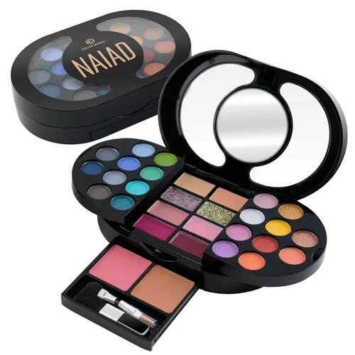 Color Nymph Paleta de maquillaje de viaje con sombras de ojos de varios colores, corrector, brillo corporal, brillos de labios, rubor, iluminador,