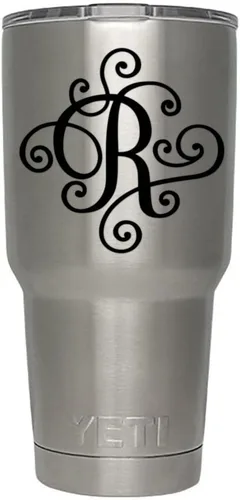 Miniatura 66 de Monogram - Calcomanía troquelada/vinilo adhesivo. Haga clic para opciones de color/letra. Disponible en cuatro colores y todas las letras de la A