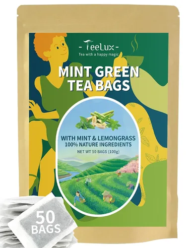 Miniatura 12 de TeeLux Bolsas de té verde menta, té verde con menta, menta verde y citronela, con cafeína, 100% real y natural, 100