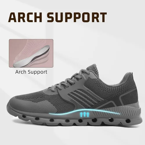 Miniatura 6 de Zapatos deportivos con punta de acero para hombres y mujeres, ligeros, con amortiguación de aire, zapatos de seguridad transpirables con puntera
