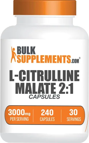BulkSupplements. com L-citrulina malato cápsulas - como L-citrulina malato 2:1, suplemento de óxido nítrico - Sin gluten, 8 cápsulas por porción