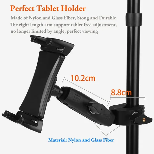 Miniatura 4 de Soporte para iPad para soporte de micrófono, soporte de teléfono para tableta, soporte de música para micrófono, soporte giratorio ajustable