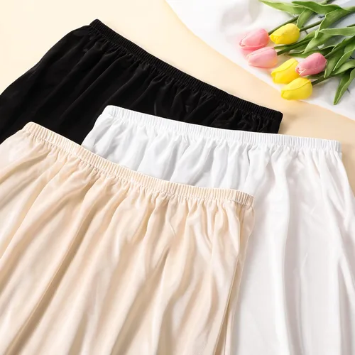 Miniatura 4 de Zhanmai 3 piezas de medias ranuras para debajo de los vestidos, falda extensores, falda para mujer, medio deslizante, satén, antiestática, encaje
