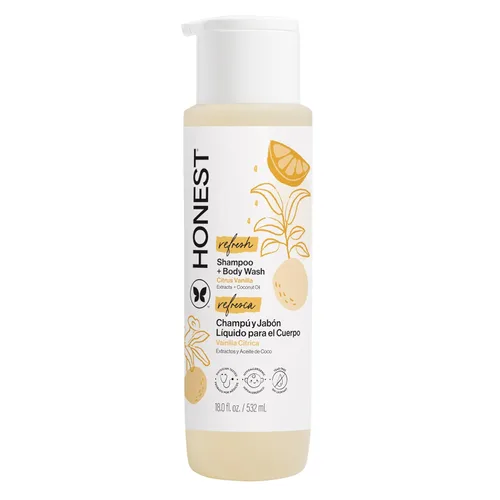 The Honest Company Champú limpiador 2 en 1 + gel de baño | Suave para el bebé | Derivado de forma natural, sin lágrimas, hipoalergénico | Citrus