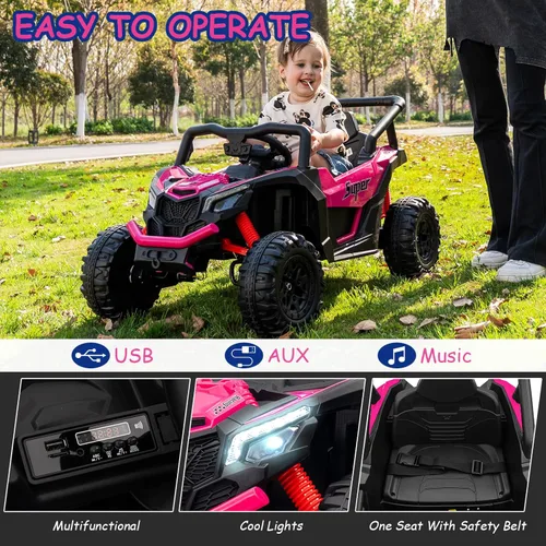 Miniatura 3 de Run Fast 24V vehículo de paseo con control remoto para padres, vehículo de paseo eléctrico para niños de 3 a 5 años, UTV todoterreno, motores 4WD