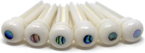 Pasadores de puente de hueso ranurado Crosby Pure Bone con incrustación de punto de abulón para guitarra acústica de 6 y 12 cuerdas