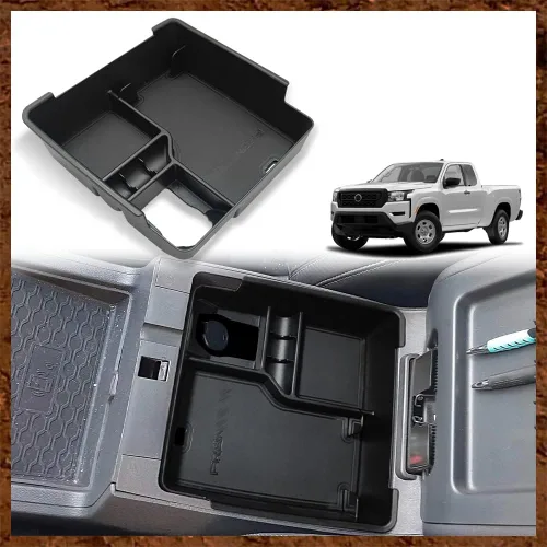 Miniatura 8 de Muslogy Bandeja de cajón de almacenamiento compatible con accesorios Nissan Frontier 2005-2021, organizador de consola central, inserto de silicona