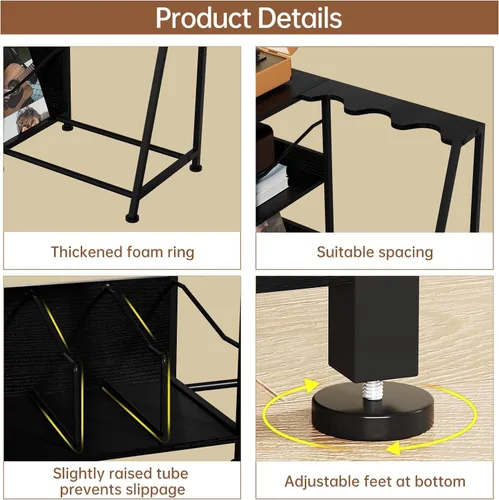 Miniatura 6 de Hosfais Soporte para tocadiscos, soporte de guitarra de 3 niveles para acústico, guitarra eléctrica, soporte para bajo, almacenamiento de discos