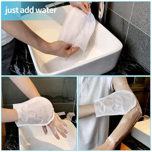 Miniatura 4 de HYGIENJOY - Toallitas de baño sin enjuague (25 unidades), desechables sin enjuague corporal, más cómodas de usar, toallitas de ducha con manoplas