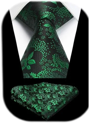 Miniatura 50 de Corbatas florales tejidas clásicas para hombre, corbata cuadrada de bolsillo, corbatas formales para hombres, boda con pañuelo