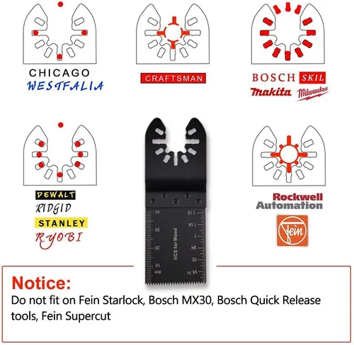 Miniatura 3 de 40 hojas de sierra oscilantes universales de madera multiherramienta de liberación rápida para cable Porter Black & Decker Rockwell Ridgid Ryobi