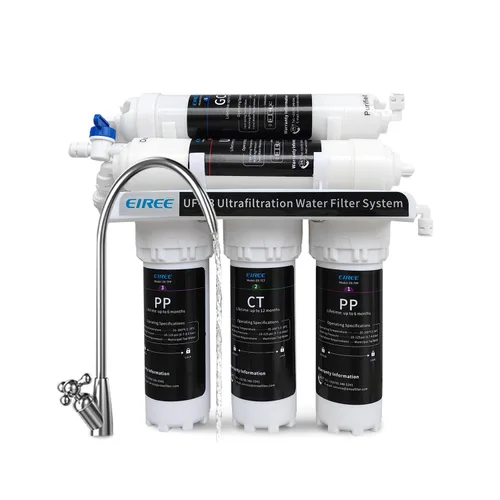 Eiree UF33 Sistema de Filtro de Agua de 6 Etapas de Ultrafiltración Bajo el Fregadero, Filtro de Agua Bajo el Mostrador con Conexión Directa al