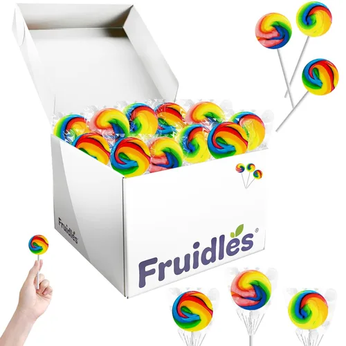 Miniatura 3 de The Dreidel Company Paleta Rainbow Swirl con sabor a fruta mixta, envuelta individualmente, 1.5 pulgadas Swirl Pop (paquete de 24)