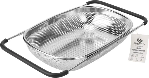 Miniatura 10 de ZDRongZhen Accesorios de Cocina Colador Escurridor Cesta Sobre el Fregadero, Colador de Acero Inoxidable con Agarre de Goma Expandible Escurridor