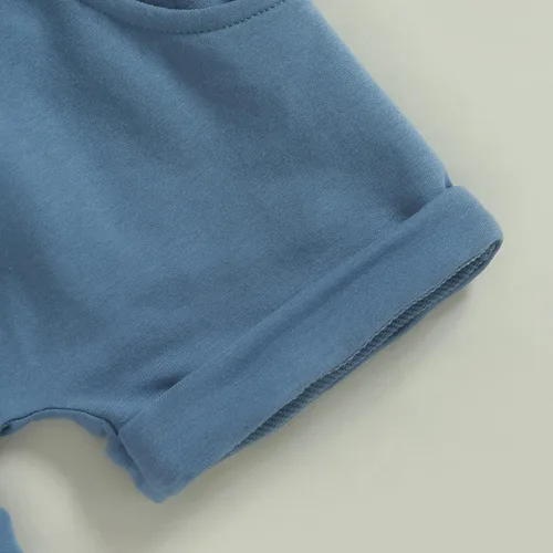 Miniatura 27 de Conjunto de ropa de verano para bebé niño y niño, diseño a cuadros, manga corta, sudadera con capucha y pantalones cortos casuales