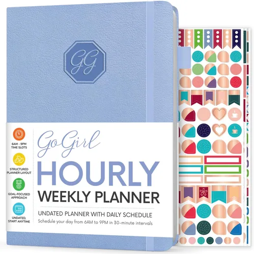 Miniatura 9 de GoGirl Planificador de Horario Semanal – Planificador de trabajo y vida por horas con franjas horarias – Organizador de agenda vertical para Rosa