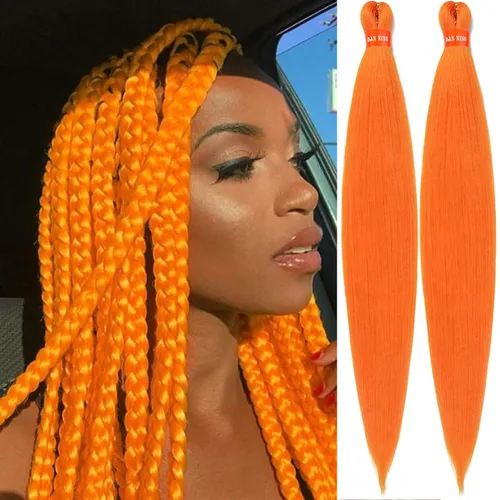 Miniatura 25 de Cabello trenzado preestirado ombré, extensiones de cabello trenzado sedoso, sin picazón, trenzas de cabello trenzado de ganchillo con textura Yaki