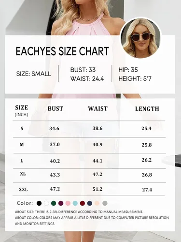 Miniatura 6 de Eachyes Camiseta sin mangas para mujer, cuello halter, sin mangas, holgada, plisada, sin mangas y blusas