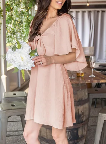 Miniatura 2 de Dokotoo Vestidos para mujer Primavera Verano Cuello en V Profundo Elegante Corbata Mini Vestido S-XL