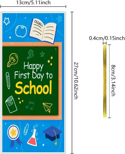Miniatura 2 de Bolsas de regalo de regreso a clases con lazos giratorios, 100 unidades para el primer día de escuela, aula, fiesta, bolsas de dulces para niños