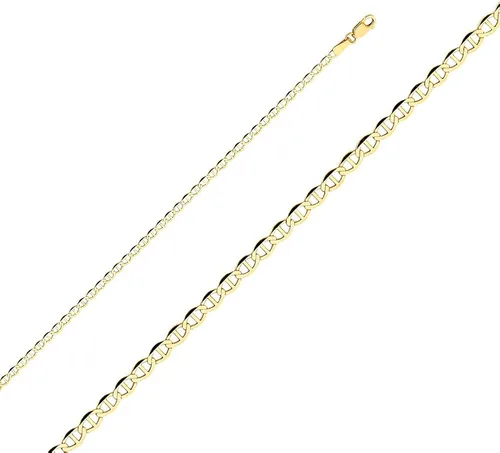 Miniatura 2 de Ioka - Pulsera de cadena plana de oro macizo amarillo de 14 quilates de 0.098 in con cierre de langosta - 7", Oro