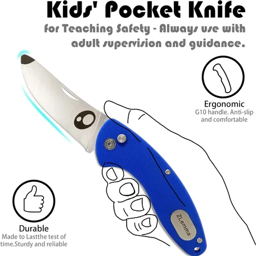 Miniatura 4 de Cuchillo de bolsillo para niños con clip y punta redondeada segura para el primer cuchillo de niño, cuchillos plegables de iniciación para niños