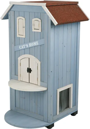 Miniatura 5 de TRIXIE Casa para gatos con balcón, casa elevada para gatos, refugio resistente a la intemperie, ideal para gatos y perros pequeños, 17.5 x 17.5 x
