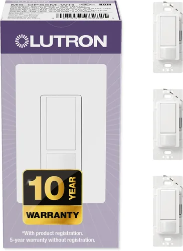Miniatura 13 de Lutron Maestro Interruptor de luz con sensor de movimiento para interiores para baño, garaje, lavandería, cualquier bombilla, sensor de ocupación